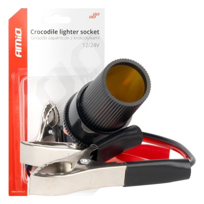 Adaptador pinzas de cocodrilo a toma de mechero 12V 24V 15cm AMIO-03803