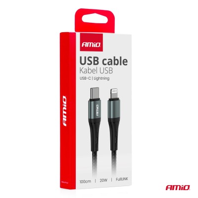 Cable USB-C a Lightning  (iPhone) 20W 100cm FullLINK AMIO-03916