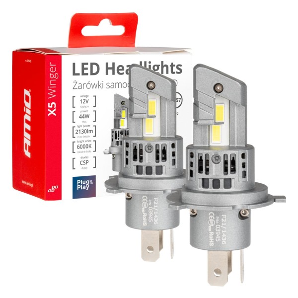 Lamparas LED H4 X5-series 6000K máx. 44W AMIO-03945