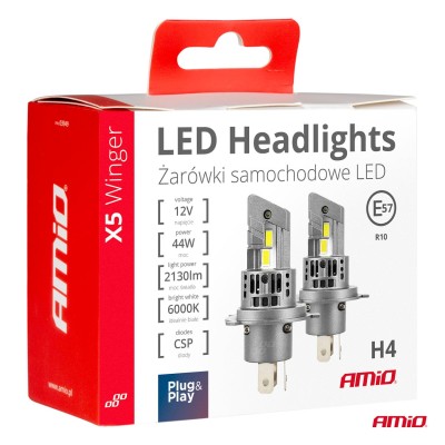 Lamparas LED H4 X5-series 6000K máx. 44W AMIO-03945