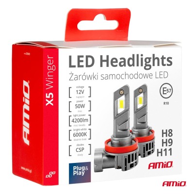 Lamparas LED H8 H9 H11 X5-series  6000K máx. 50W AMIO-03947