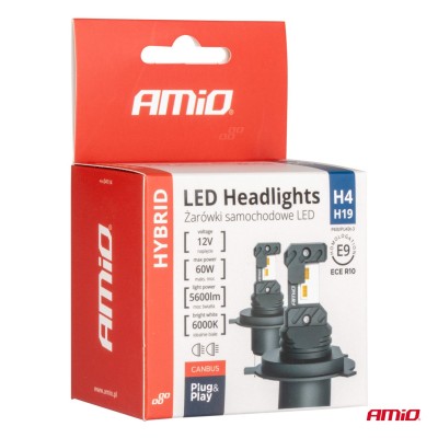 Lámparas LED H4 H19 Hybrid series 6000K Canbus 60W AMIO-04114