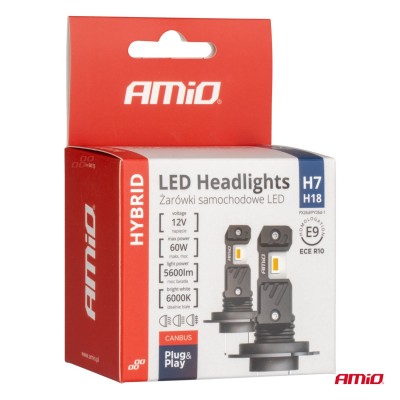 Lámparas LED H7 H18 Hybrid series 6000K Canbus 60W AMIO-04115