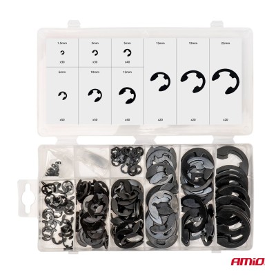 Estuche anillos de seguridad E-Clip 300 piezas variadas AMIO-04124