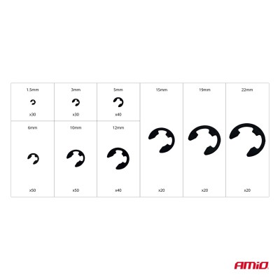 Estuche anillos de seguridad E-Clip 300 piezas variadas AMIO-04124