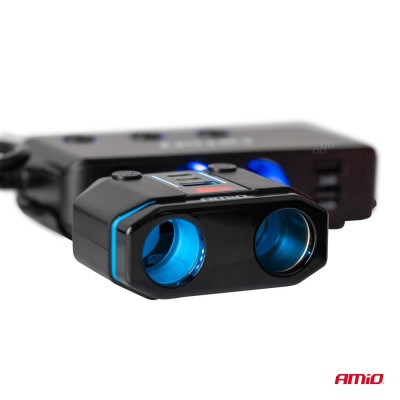 conector mechero doble y cargador PD30W PD20W QC3.0 12/24V máx. 200W AMIO-04174