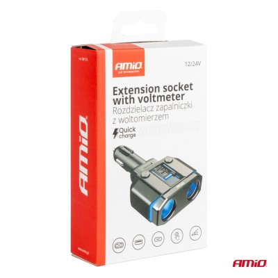 conector mechero doble y cargador PD30W PD20W QC3.0 12/24V máx. 200W AMIO-04174