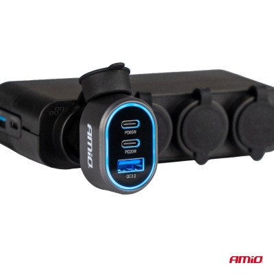 Cargador Rápido para Coche 3.0 PD65W PD20W AMIO-04177