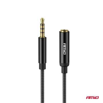 Cable alargador AUX Mini Jack 3.5mm macho a 3.5mm hembra 2mts. AMIO-04296