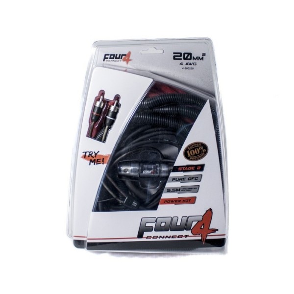 Kit de cables instalación amplificadores 20mm de cobre FOUR CONNECT