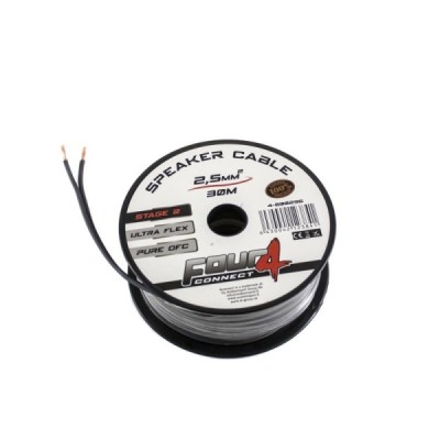 Bobina 30 metros Cable De Altavoz 2x2,5 mm 100% cobre OFC FOUR Connect 4-800236