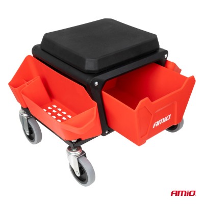 Asiento de trabajo con almacenamiento de herramientas 150kg AMIO-04268
