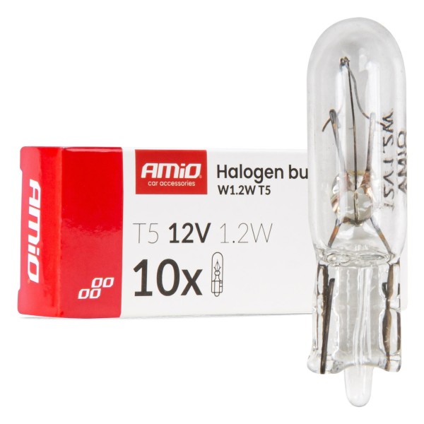 Bombillas halógenas T5 12V 1.2W W2x4.6d BLANCO 10 unid. AMIO-04412