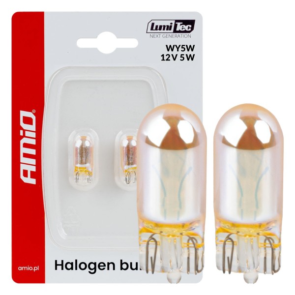 Bombillas halógenas WY5W 12V5W LumiTec ámbar (naranja) cromadas AMIO