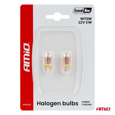 Bombillas halógenas WY5W 12V5W LumiTec ámbar (naranja) cromadas AMIO